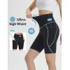 imagebaleaf Womens 8quot Biker Shorts Super High Waisted Tummy Control Yoga Workout Gym Short with PocketsBlackWhite