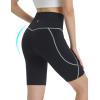 imagebaleaf Womens 8quot Biker Shorts Super High Waisted Tummy Control Yoga Workout Gym Short with PocketsBlackWhite