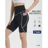 imagebaleaf Womens 8quot Biker Shorts Super High Waisted Tummy Control Yoga Workout Gym Short with PocketsBlackWhite