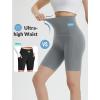 imagebaleaf Womens 8quot Biker Shorts Super High Waisted Tummy Control Yoga Workout Gym Short with PocketsDark Gray