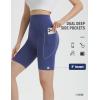 imagebaleaf Womens 8quot Biker Shorts Super High Waisted Tummy Control Yoga Workout Gym Short with PocketsNavy Blue