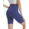 imagebaleaf Womens 8quot Biker Shorts Super High Waisted Tummy Control Yoga Workout Gym Short with PocketsNavy Blue