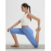 imagebaleaf Womens Yoga Capri Pants with Zipper Pockets Summer Drawstring Capris Joggers Lounge Crop 19quotBlue