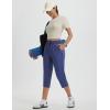 imagebaleaf Womens Yoga Capri Pants with Zipper Pockets Summer Drawstring Capris Joggers Lounge Crop 19quotNavy Blue