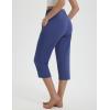 imagebaleaf Womens Yoga Capri Pants with Zipper Pockets Summer Drawstring Capris Joggers Lounge Crop 19quotNavy Blue