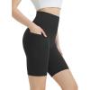 imagebaleaf Womens 8quot Biker Shorts Super High Waisted Tummy Control Yoga Workout Gym Short with PocketsBlack