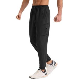 imagebaleaf Mens Hiking Pants Lightweight Quick Dry Joggers with Pockets Cargo Pants Water Resistant Breathable JoggerBlack