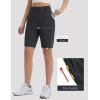 imageBALEAF Womens Golf Shorts 9 Knee Length Stretch Bermuda Long Shorts Belt Loops Pockets Casual Work UPF 50Black