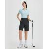 imageBALEAF Womens Golf Shorts 9 Knee Length Stretch Bermuda Long Shorts Belt Loops Pockets Casual Work UPF 50Black