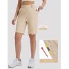 imageBALEAF Womens Golf Shorts 9 Knee Length Stretch Bermuda Long Shorts Belt Loops Pockets Casual Work UPF 50Khaki