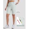 imageBALEAF Womens Golf Shorts 9 Knee Length Stretch Bermuda Long Shorts Belt Loops Pockets Casual Work UPF 50Light Gray