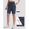 imageBALEAF Womens Golf Shorts 9 Knee Length Stretch Bermuda Long Shorts Belt Loops Pockets Casual Work UPF 50Navy Blue