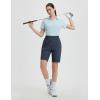 imageBALEAF Womens Golf Shorts 9 Knee Length Stretch Bermuda Long Shorts Belt Loops Pockets Casual Work UPF 50Navy Blue