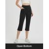 imagebaleaf Womens Capri Yoga Pants Dressy Casual Capris with Pockets Stretch Crop Lounge Pants Straight Open Bottom SummerBlack