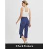 imagebaleaf Womens Capri Yoga Pants Dressy Casual Capris with Pockets Stretch Crop Lounge Pants Straight Open Bottom SummerBlue