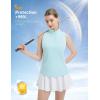 imagebaleaf Womens Golf Shirts Tank Top with Quarter Zip Collar Polo Tennis Sleeveless Racerback Tanks Quick Dry UPF 50Light Blue