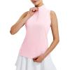 imagebaleaf Womens Golf Shirts Tank Top with Quarter Zip Collar Polo Tennis Sleeveless Racerback Tanks Quick Dry UPF 50Light Pink