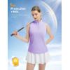 imagebaleaf Womens Golf Shirts Tank Top with Quarter Zip Collar Polo Tennis Sleeveless Racerback Tanks Quick Dry UPF 50Light Purple