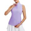 imagebaleaf Womens Golf Shirts Tank Top with Quarter Zip Collar Polo Tennis Sleeveless Racerback Tanks Quick Dry UPF 50Light Purple