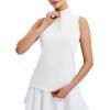 imagebaleaf Womens Golf Shirts Tank Top with Quarter Zip Collar Polo Tennis Sleeveless Racerback Tanks Quick Dry UPF 50White
