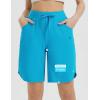 imagebaleaf Womens Long Shorts 9quot Bermuda Shorts Knee Length High Waisted Quick Dry Lightweight Zip PocketsAqua Blue
