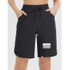 imagebaleaf Womens Long Shorts 9quot Bermuda Shorts Knee Length High Waisted Quick Dry Lightweight Zip PocketsBlack