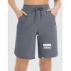 imagebaleaf Womens Long Shorts 9quot Bermuda Shorts Knee Length High Waisted Quick Dry Lightweight Zip PocketsDark Gray