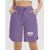 imagebaleaf Womens Long Shorts 9quot Bermuda Shorts Knee Length High Waisted Quick Dry Lightweight Zip PocketsDark Purple