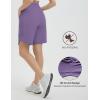 imagebaleaf Womens Long Shorts 9quot Bermuda Shorts Knee Length High Waisted Quick Dry Lightweight Zip PocketsDark Purple