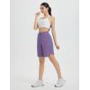 imagebaleaf Womens Long Shorts 9quot Bermuda Shorts Knee Length High Waisted Quick Dry Lightweight Zip PocketsDark Purple