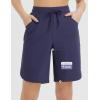 imagebaleaf Womens Long Shorts 9quot Bermuda Shorts Knee Length High Waisted Quick Dry Lightweight Zip PocketsNavy Blue