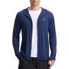 imagebaleaf Mens UPF 50 Sun Protection Hoodie Full Zip Jacket Lightweight Long Sleeve Cooling Shirts Pockets Hiking FishingNavy Blue