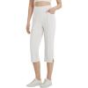 imagebaleaf Womens Capri Yoga Pants Dressy Casual Capris with Pockets Stretch Crop Lounge Pants Straight Open Bottom SummerWhite