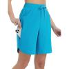 imagebaleaf Womens Long Shorts 9quot Bermuda Shorts Knee Length High Waisted Quick Dry Lightweight Zip PocketsAqua Blue