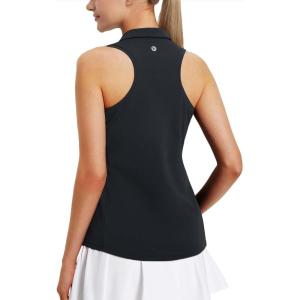 imagebaleaf Womens Golf Shirts Tank Top with Quarter Zip Collar Polo Tennis Sleeveless Racerback Tanks Quick Dry UPF 50Black