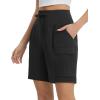 imagebaleaf Womens 7quot Hiking Shorts High Waist Water Resistant Quick Dry Lightweight Zip Pockets Workout Athletic Shorts TravelBlack