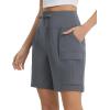 imagebaleaf Womens 7quot Hiking Shorts High Waist Water Resistant Quick Dry Lightweight Zip Pockets Workout Athletic Shorts TravelGraphite Gray