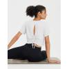 imagebaleaf Womens Open Back Workout Tops Short Sleeve Crop Yoga Shirts Lightweight Athletic Gym Exercise TShirtsWhite