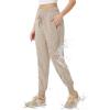 imagebaleaf Womens Joggers with Zip Pockets Hiking Pants Lightweight Quick Dry Water Resistant Track PantsKhaki