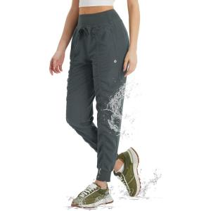 imagebaleaf Womens Joggers with Zip Pockets Hiking Pants Lightweight Quick Dry Water Resistant Track PantsDark Gray