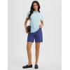 imagebaleaf Womens 7 Inch Bermuda Long Shorts with Zipper Pockets High Waisted Athletic Shorts Walking Dressy Casual LooseBlue