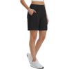 imagebaleaf Womens 7 Inch Bermuda Long Shorts with Zipper Pockets High Waisted Athletic Shorts Walking Dressy Casual LooseBlack