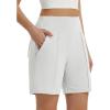 imagebaleaf Womens 7 Inch Bermuda Long Shorts with Zipper Pockets High Waisted Athletic Shorts Walking Dressy Casual LooseWhite