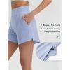 imagebaleaf Womens 4quot Running Shorts Quick Dry with Zipper Pocket Liner Shorts Gym WorkoutLight Blue