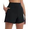 imagebaleaf Womens 4quot Running Shorts Quick Dry with Zipper Pocket Liner Shorts Gym WorkoutBlack