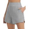 imagebaleaf Womens 4quot Running Shorts Quick Dry with Zipper Pocket Liner Shorts Gym WorkoutGray