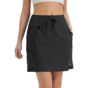 imagebaleaf Womens 16quot Hiking Cargo Skort Skirt High Waisted with Pockets Golf Workout UPF 50 Sun Protection Quick DryBlack