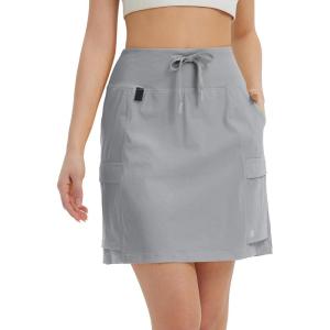imagebaleaf Womens 16quot Hiking Cargo Skort Skirt High Waisted with Pockets Golf Workout UPF 50 Sun Protection Quick DryFrost Gray
