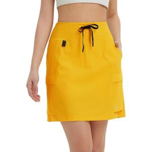 imagebaleaf Womens 16quot Hiking Cargo Skort Skirt High Waisted with Pockets Golf Workout UPF 50 Sun Protection Quick DryYellow