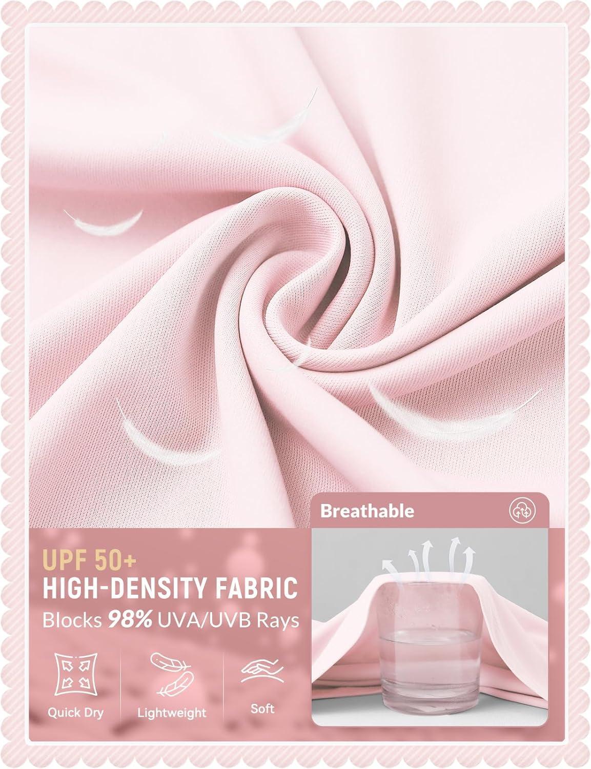 imagebaleaf Girls UPF 50 Rash Guard Sun Jacket Hoodie SPF UV Protection Full Zip Swim Shirts Long Sleeve for KidsLight Pink